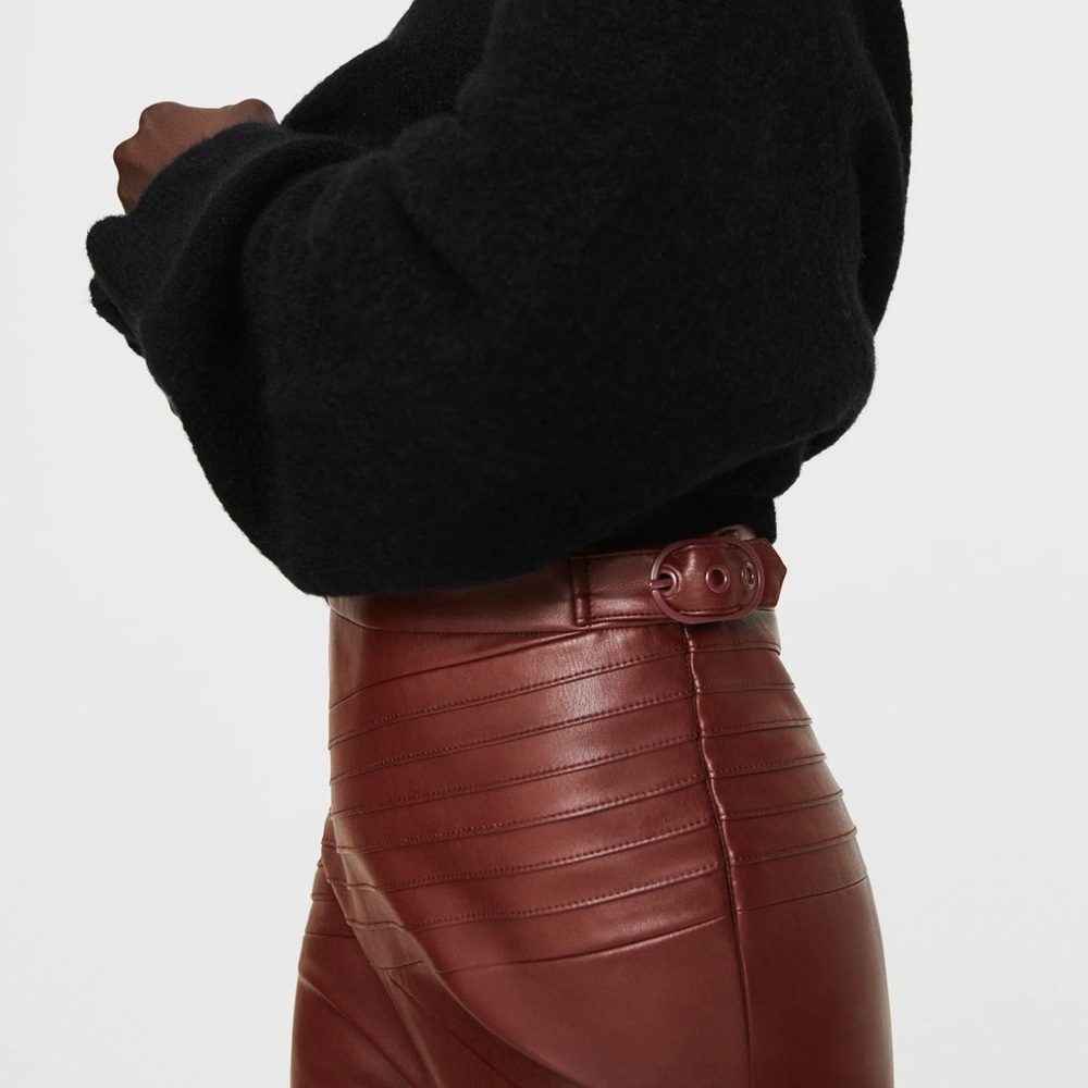 Zara FAUX LEATHER High-waist Leggings Adjustable - Picture 2 of 6